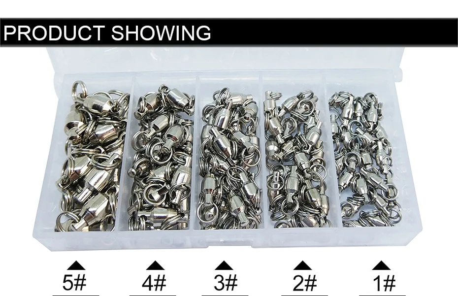 Rolamento de Esferas Giratória com Anéis Conector de Giro de Pesca Kit de Pesca Infof Giratória Rachados - 2 3 4 5 Carpa Gancho Link 95-pieces 1 1 de esferas giratória com anéis rachados #1