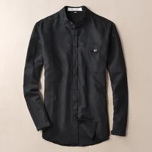 Мужская модная хлопковая льняная рубашка с китайским воротником, винтажная Однотонная рубашка с пуговицами, приталенная рубашка,, Camisa, одежда XXXL