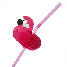 50 шт./компл. Милые 3D трубочка Фламинго пластиковые бумажные одноразовые Коктейльные трубочки свадебные дети день рождения бассейн вечерние украшения