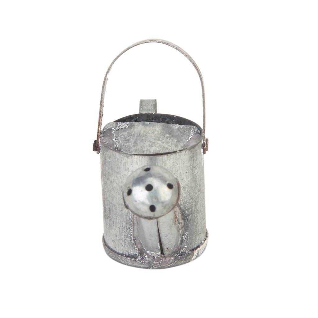 1:12 Scale Mini Silver Metal Watering Can Dolls House Garden Yard Accessory