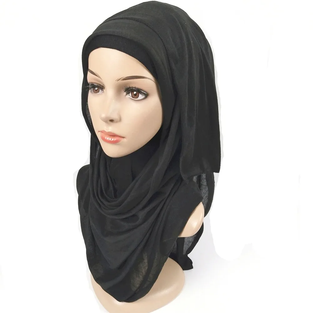 Z1 30 цветов Высокое качество Джерси-шарф хлопок простой эластичность шали Хиджаб длинный мусульманский тюрбан длинные шарфы/шарф 10 шт./партия