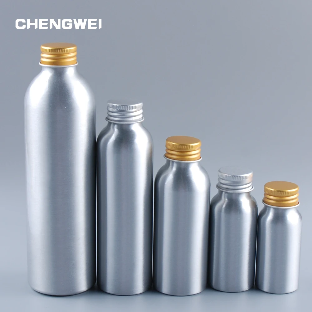 

CHENGWEI 30ml/50ml/100ml/120ml/150ml/250ml Aluminum Cap Aluminum Refillable Bottle 1 Pcs Travel Round Metal Bottles Container