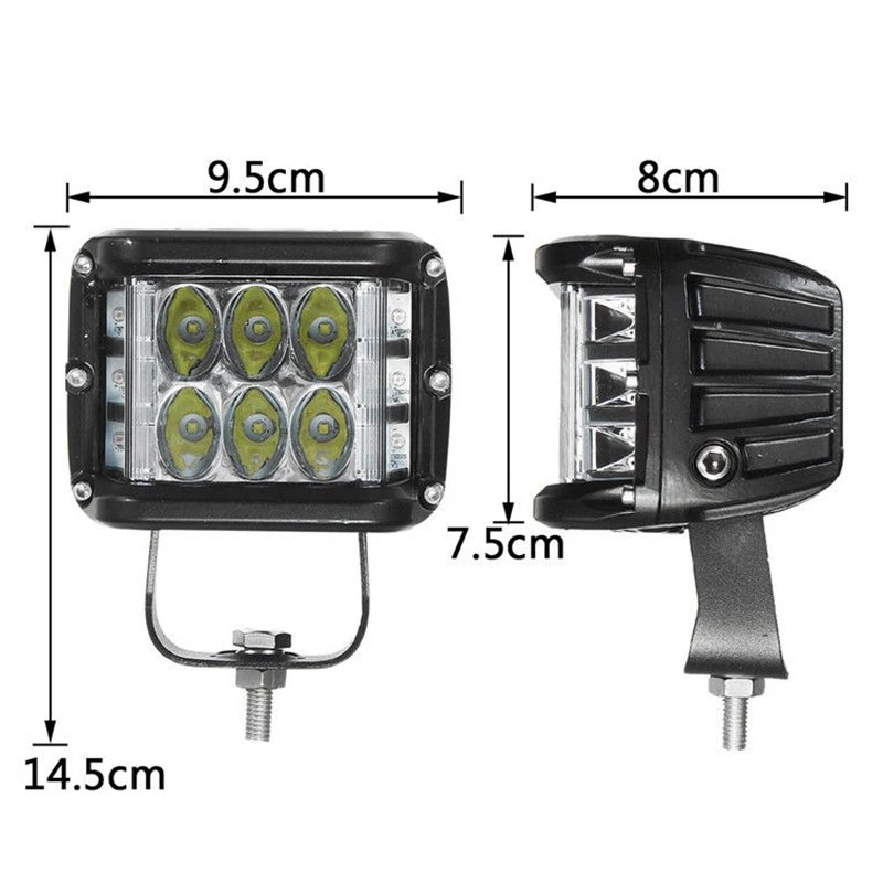 4 Inch 36W LED Side Shooter Work Light Combo Beam White+Amber Offroad Newest
