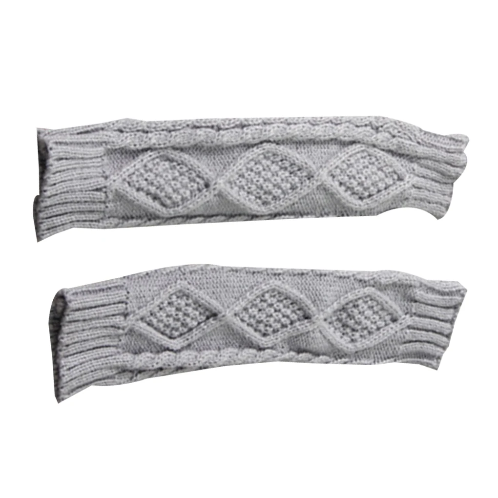 Women Autumn Winter Knit Gloves Arm Wrist Sleeve Warmer Girls Rhombus Long Half Winter Mittens 30*8CM