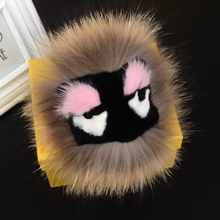 

Fluffy Raccoon Small Monster Fur Ball Pompon Keychain Real Fox Fur Monster Keychain Fur Pompom Key Chain Charm Women Bag Keyring