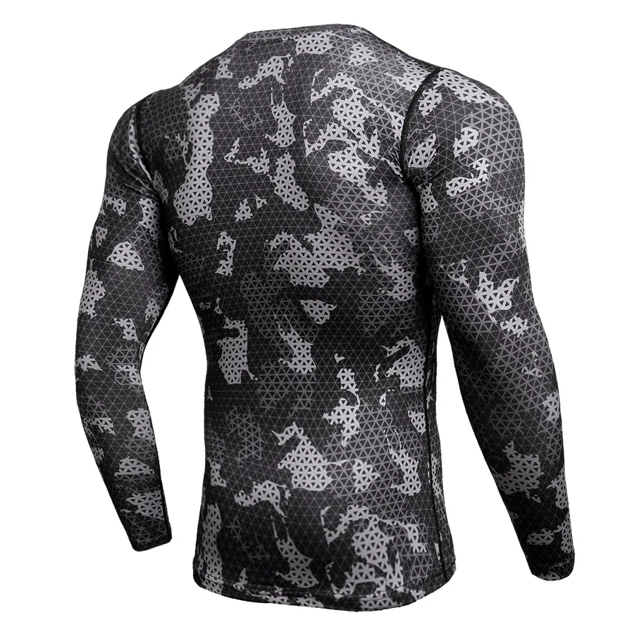 Мужская компрессионная рубашка Rashgard, мужская спортивная камуфляжная футболка с длинным рукавом для фитнеса, 3D сухая Мужская футболка для бега, футболка для спортзала