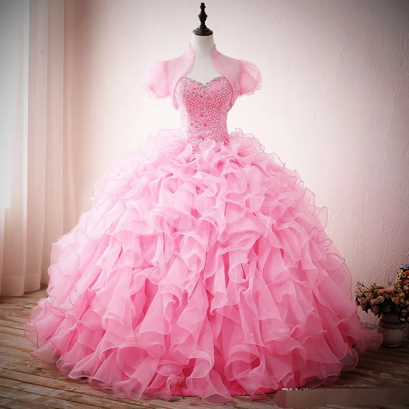 

Ball gown Quinceanera Dresses 2019 robe de bal vestidos de 15 anos Floor Length ruffles Lace Sweet 16 Prom Dresses with jacket