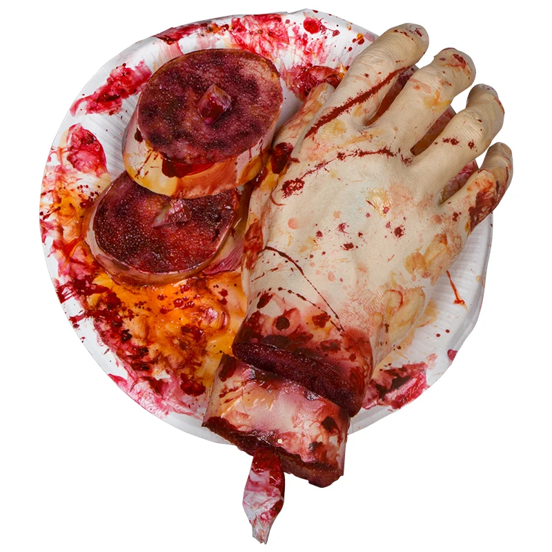 

Halloween Horror Props Bloody Hand Haunted House Party Decoration Scary Fake Hand In Plate Halloween Supplies Free Shipping