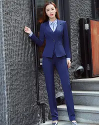 2019 Формальные Элегантные для женщин's Пиджаки для брюки костюмы дамы Черный Блейзер Бизнес офисные Рабочая одежда