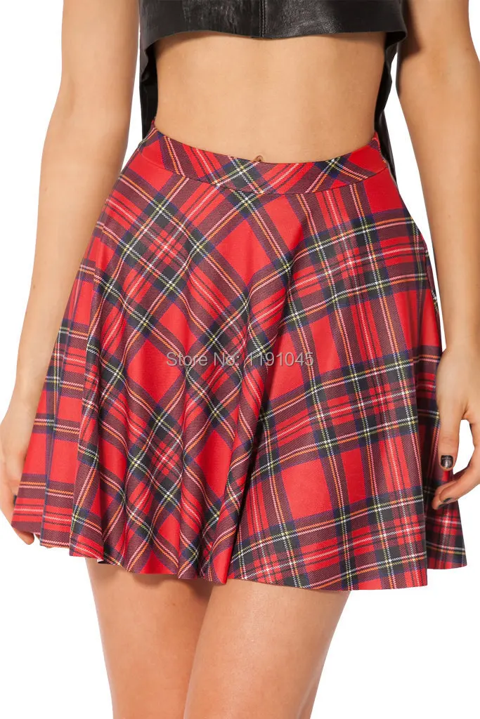 Black milk style punk Tartan Red Skater Skirt new Fashion 