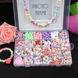 Для девочек с разноцветными бусинами игрушки Детский браслет Цепочки и ожерелья комплект ювелирных изделий Развивающие игрушки для