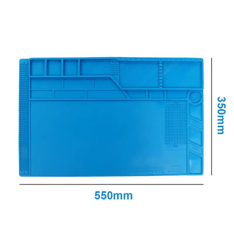 Oversized 550x350mm Heat Insulation Silicone Pad Desk Mat Maintenance Platform for BGA Soldering Repair Station Magnetic Section