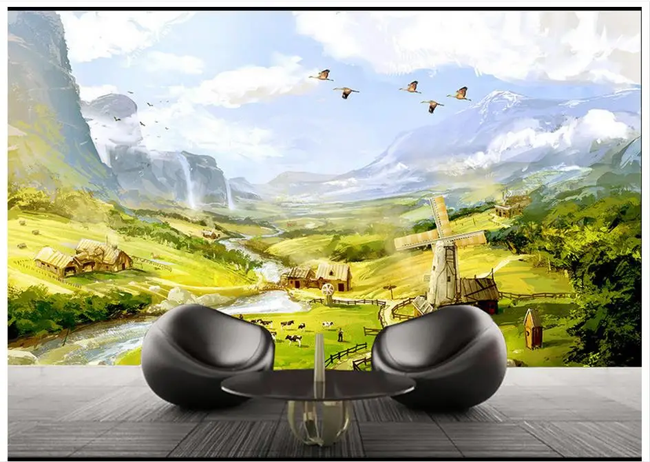 Custom High end mural 3d wallpaper murals wall Rural European landscape