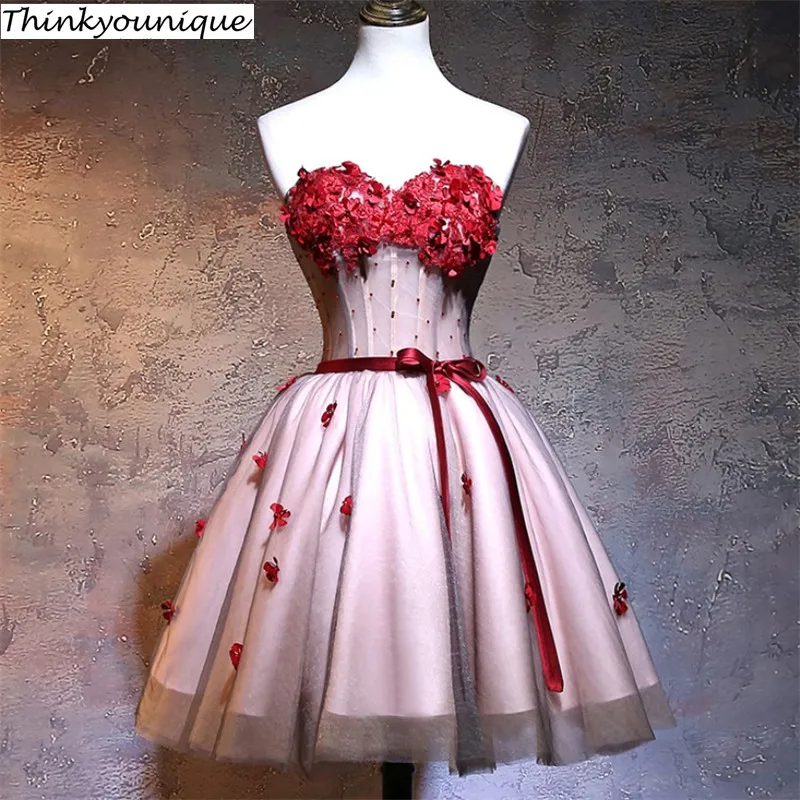

Off shoulder short Red lace homecoming cocktail robe de soiree longue vestido de festa longo A line gown formal Dress TK611