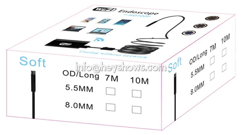 8 мм объектив 8LED 720P HD Водонепроницаемый эндоскоп камера инспекция Softwire Wifi мини эндоскоп для Android Apple Phone Windows IOS