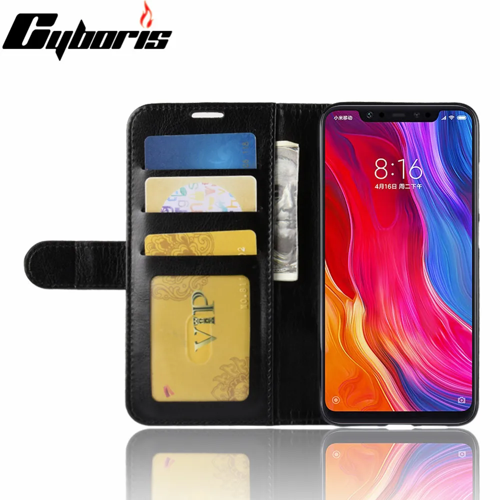 

Cyboris Cover For Xiaomi 8 Cases Funda Luxury PU Leather Wallet Cover Phone Flip case For Xiaomi 8 Caso Coque Card Slots Stands