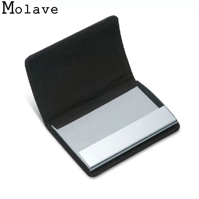 

2017 New Arrival Black Pocket Leather Metal Men Business Credit Card Holder Women Bank Card Case Card Box Wallet 20Apr20