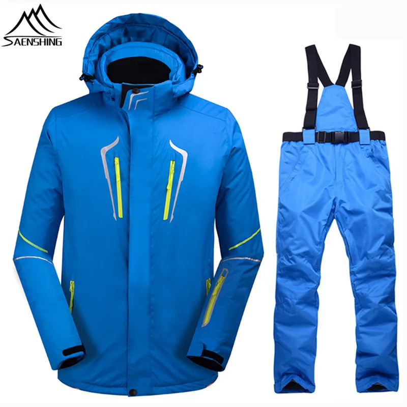 SAENSHING Winter Ski Suit Men Waterproof Ski Jacket Snowboard Pant Super Warm Breathable Outdoor