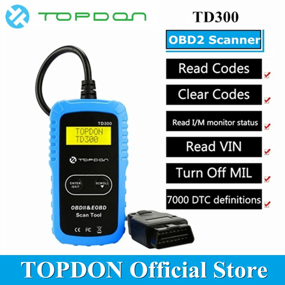 TOPDON TD300 OBD2 Scanner Code Reader Scan Tool Read Clear DTCs