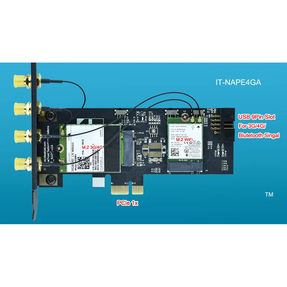 IdeaTrust IT-NAPE4GA NGFF M.2 M2 ключ B и ключ A к PCIe 1x X1 Adpater 3g/4G и WiFi карта Adpater PCI-E для рабочего стола