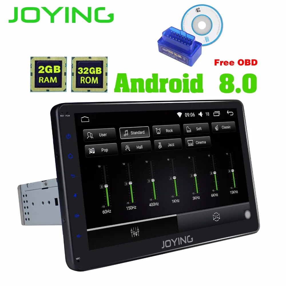 

JOYING 10 inch Android 8.0 System Full HD 1080P MP4 MP3 GPS Navi Wifi Bluetooth USB single din CAR Multimedia autoradio free OBD