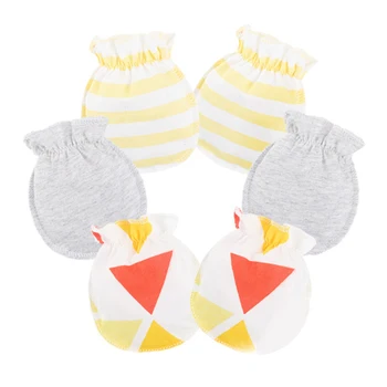 

3 Pairs New Baby Infants Soft Cotton Gloves Elastic Rubber Band No Scratch Newborn Toddler Mittens