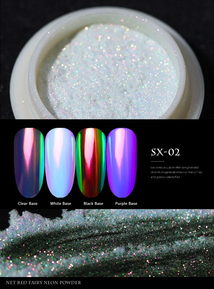 MAXIMA 0.2g Shell Pearl Nail Powder iridescent Chameleon Neon Nail Glitter Chrome Mermaid Powder DIY Pigment Manicure Decoration