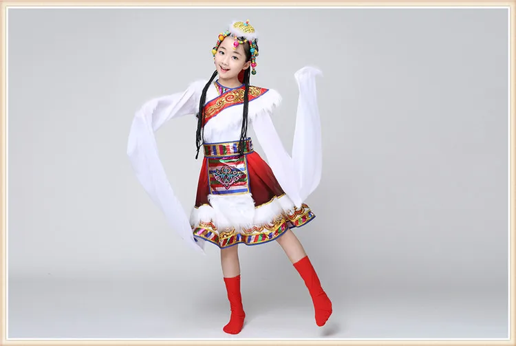 Новые детские тибетские танцевальные костюмы для выступлений монгольская одежда для выступлений одежда для девочек сценическая одежда для выступлений