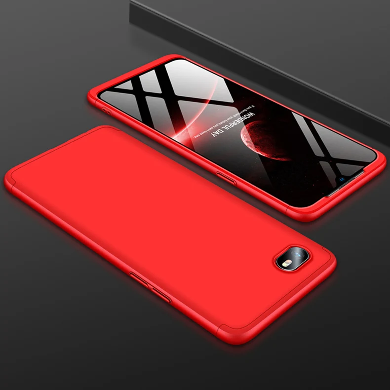 Чехол Realme C2 Oppo Realme C2, 360 градусов, чехол для всего тела, чехол для Oppo Realme C2 C 2 RealmeC2 RMX1941 с закаленным стеклом - Цвет: Red