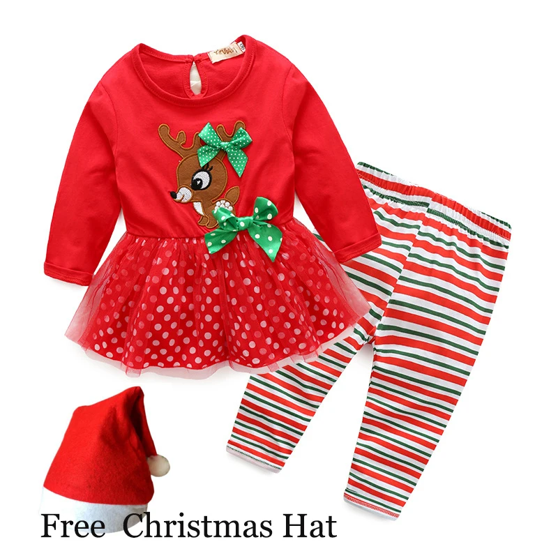 

Christmas Birthday Outfits for Baby Girl Boutique Set Clothes Bow T Shirt Top+Ruffle Pant 2PC Suit Girls Wedding Tracksuit