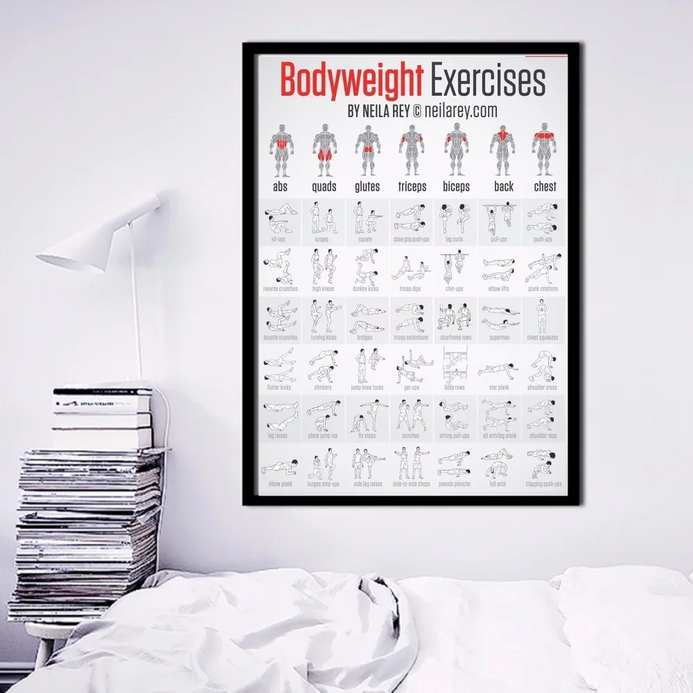 C-14 Barbell Workout BodyBuilding Guide Fitness Gym Chart Poster 12x18 24x36inch