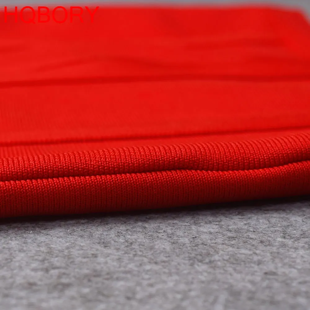 Красный глубокий v-образный вырез вязаный Новое поступление сексуальное женское Бандажное платье с длинным рукавом