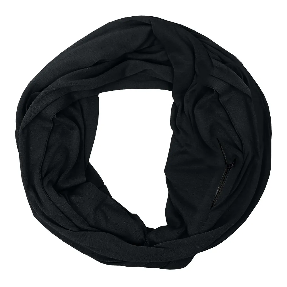 Для любителей унисекс Зимние однотонные теплый шарф петли на молнии потайной карман шаль-кольцо#4O15 - Цвет: Черный