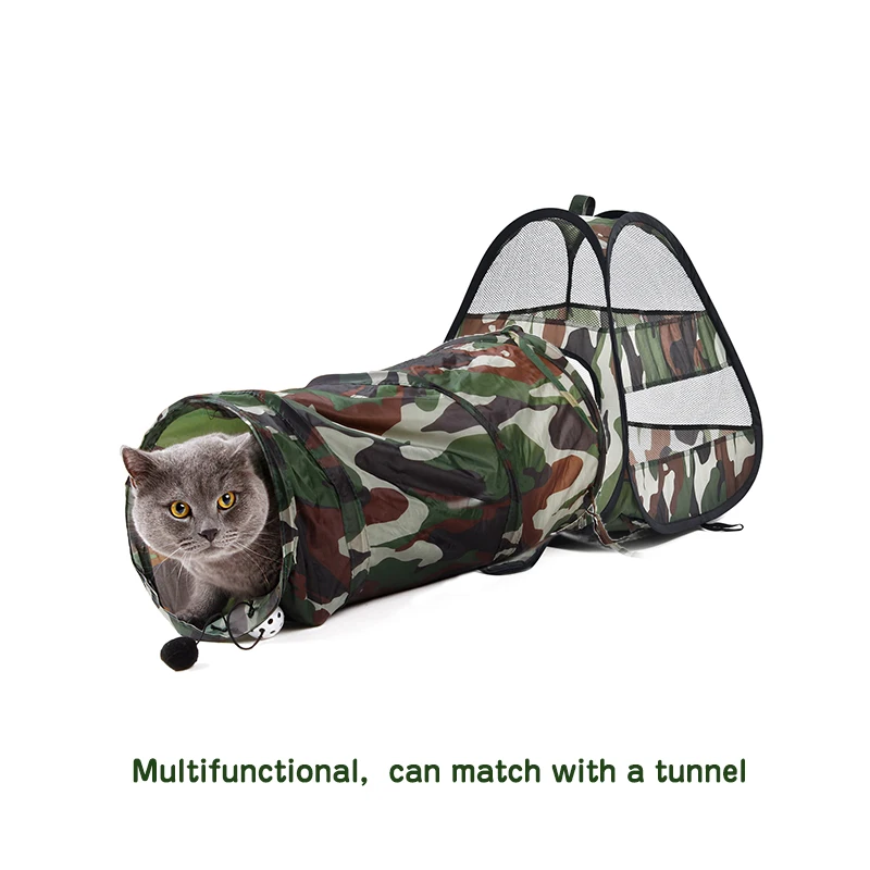 

Cat Tent & Cat Tunnel Camouflage Cat Bed Breathable Travel Outdoors Collapsible Pet Bag Cat Toys Play Tunnel Rabbit Toys