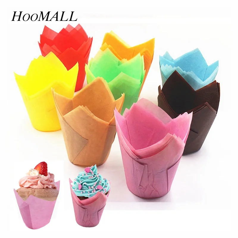

Hoomall 50Pcs Cupcake Tools Stand Oil Proof Muffin Cup Cake Paper Box Party Cake Decorating Tools DIY Baking Kitchen Accessories