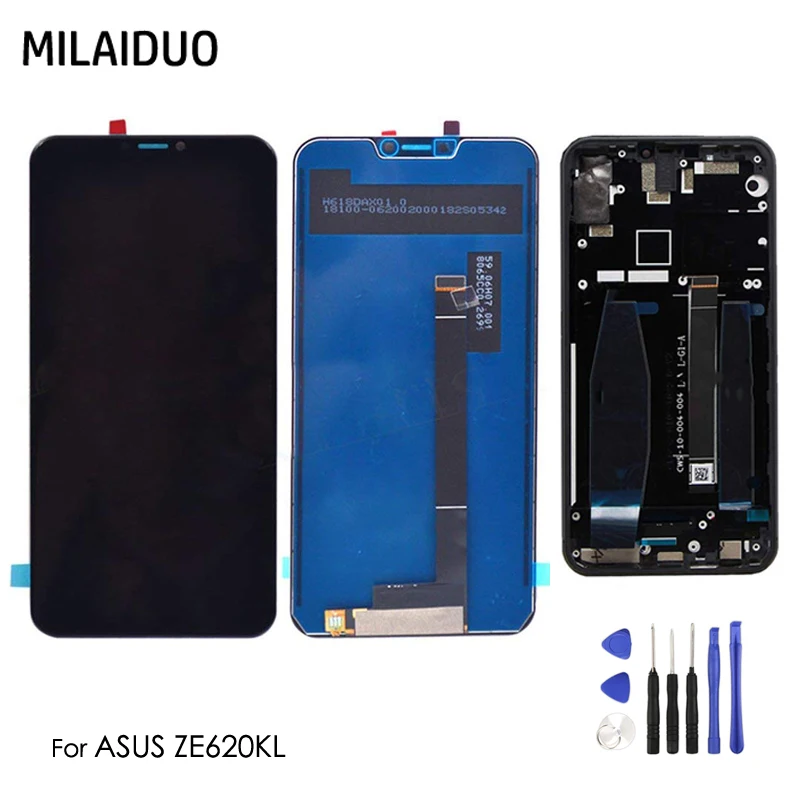 

LCD Display For Asus Zenfone 5 2018 Gamme ZE620KL Touch Screen Digitizer Assembly Replacement Parts Black with Frame+Tools