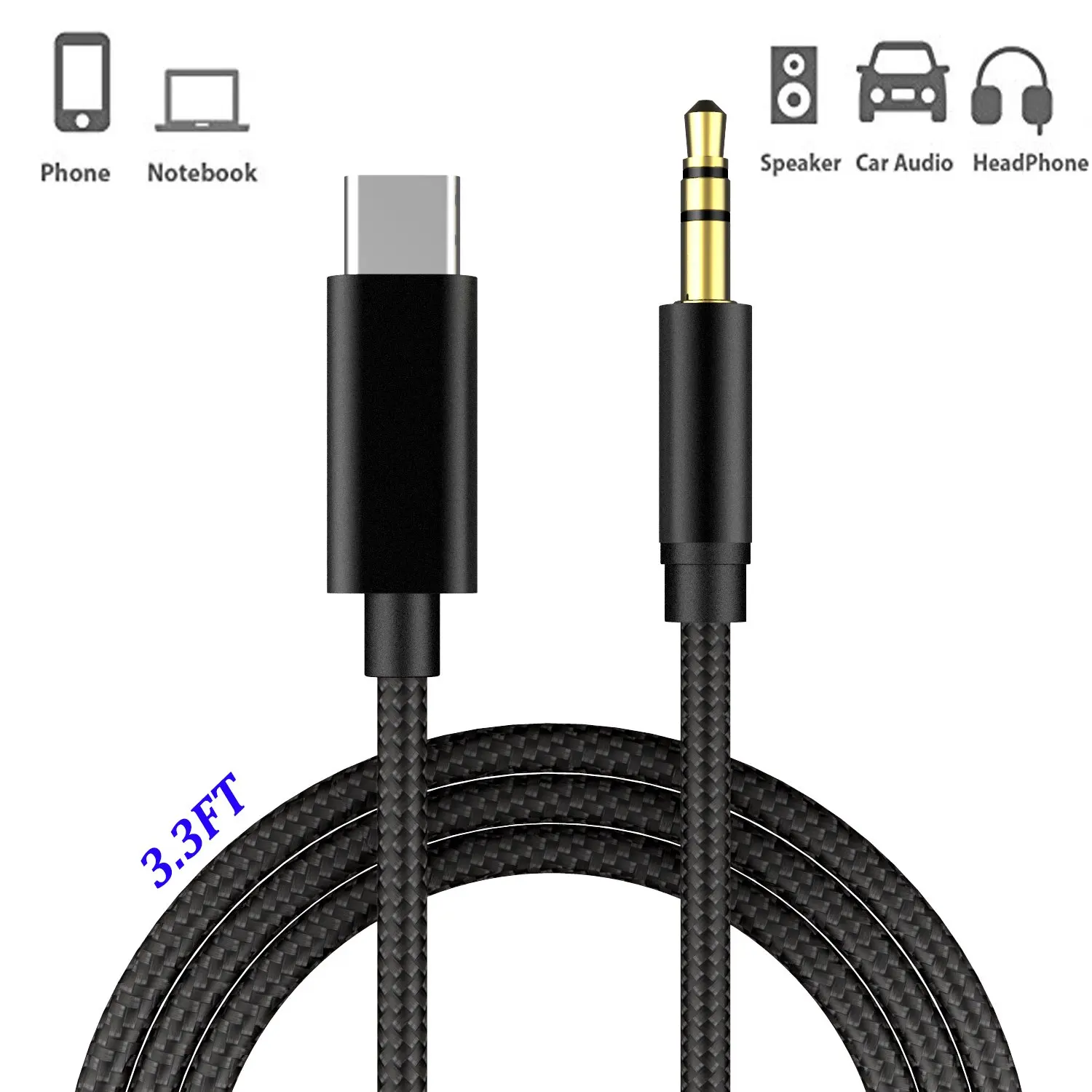 

Type C To 3.5 Mm Audio Cable Adapter For USB C Type-c Jack Aux Cable For Car Speaker For Samsung S9 HUAWEI mate 10 20 P10 MI8