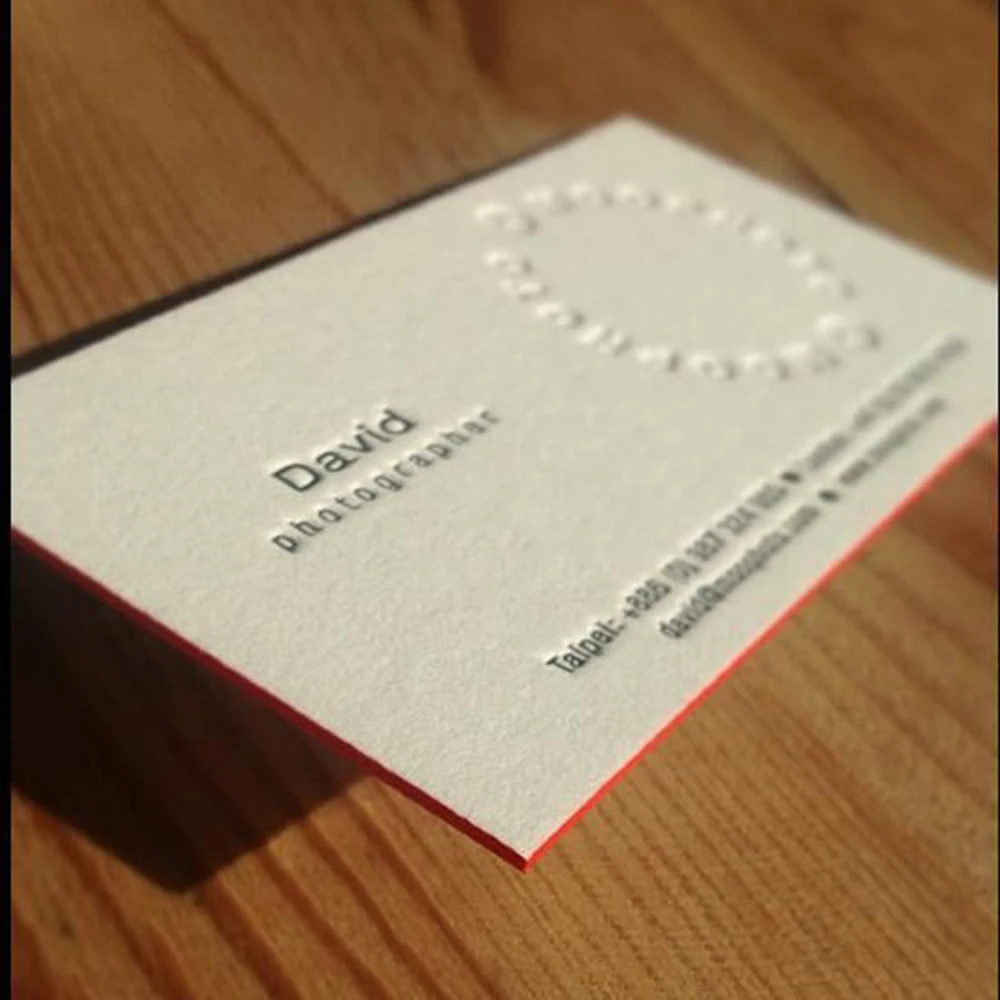 

Edge Colored Card Custom Gold Embossed Business Card Print Speciaty Paper Free Shipping