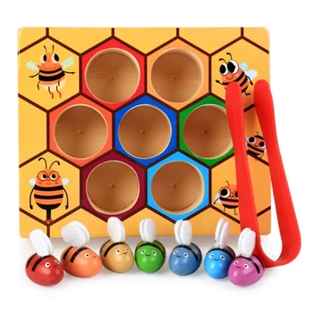

1 set of Bee And Beehive Matching Game Baby Toy Color Sensory Training Early Educational Toy Color Matched Funny toy