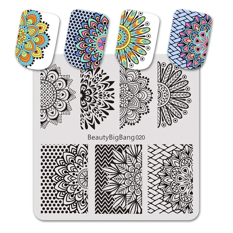 BeautyBigBang Stamping Plates Striped Geometric Patterns Nail Art Tools DIY Nails Image Stainless Steel Stamping Plate XL-016 - Цвет: F20