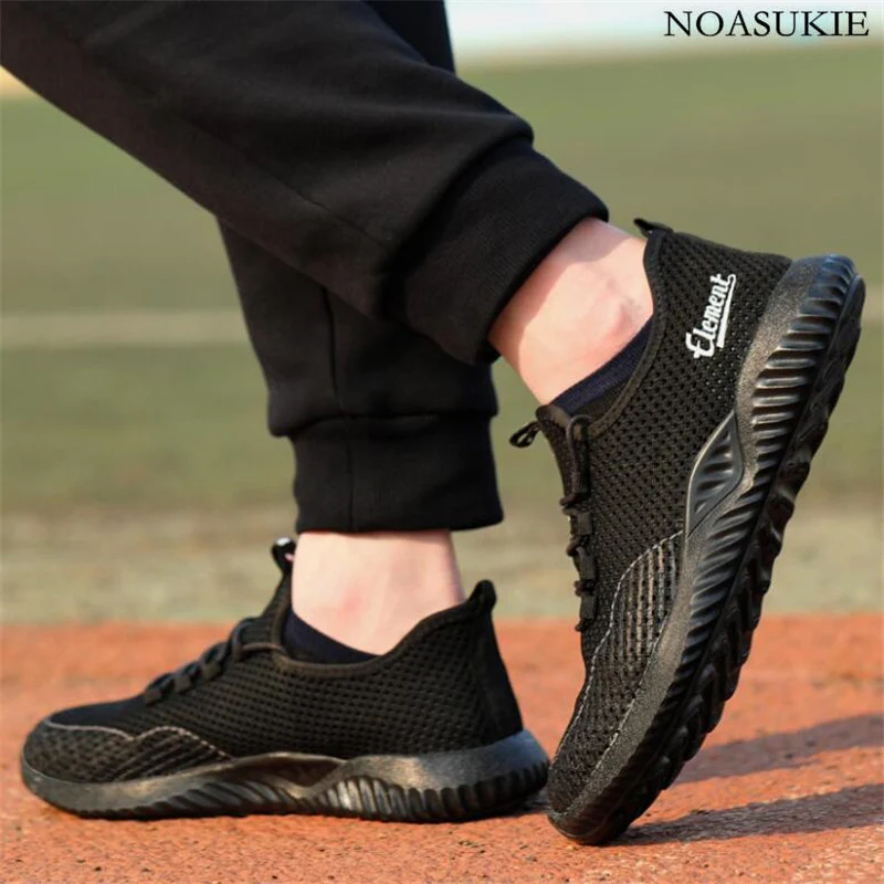Livre Malha Sapatos Verão Respirável Black De Biqueira Aço Perfuração Ar Dos Segurança Tênis Trabalho Anti Ao Ayakkabi esmagamento Preto Homens qwItrI8P