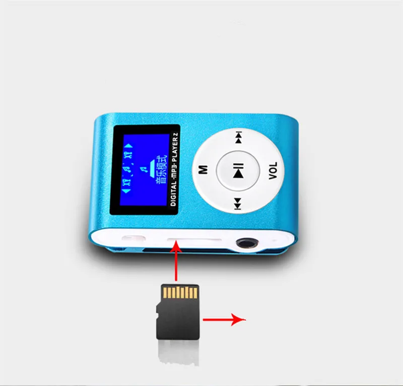 Мини MP3-плеер с зажимом и слотом для карт Micro TF/SD Спортивный MP3 музыкальный плеер+ USB линия передачи данных+ наушники Спорт+ коробка для хранения+ карта памяти