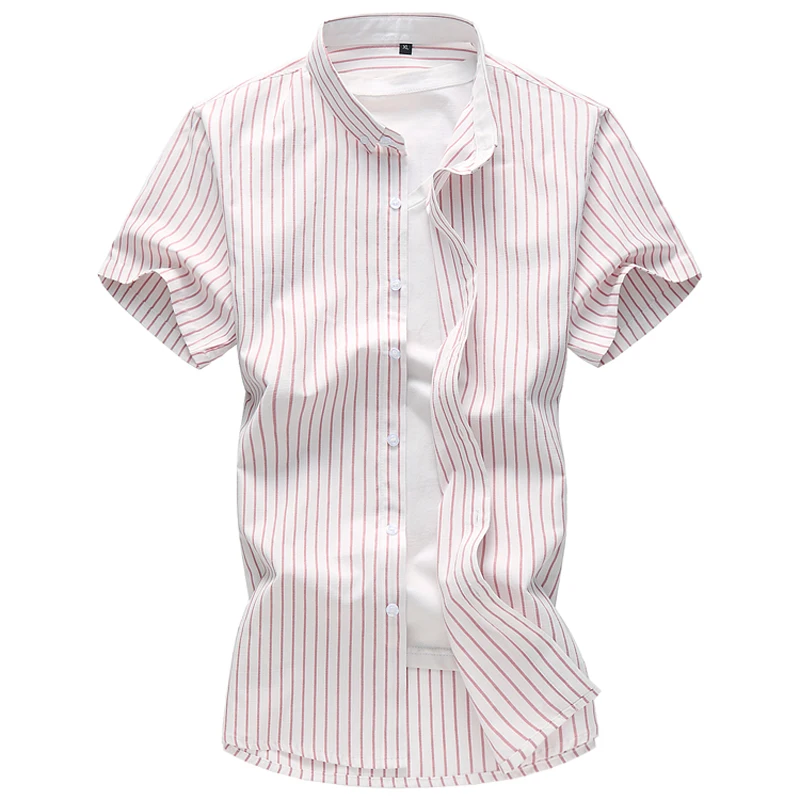 Мужская тонкая рубашка в полоску с коротким рукавом большого размера|short sleeve