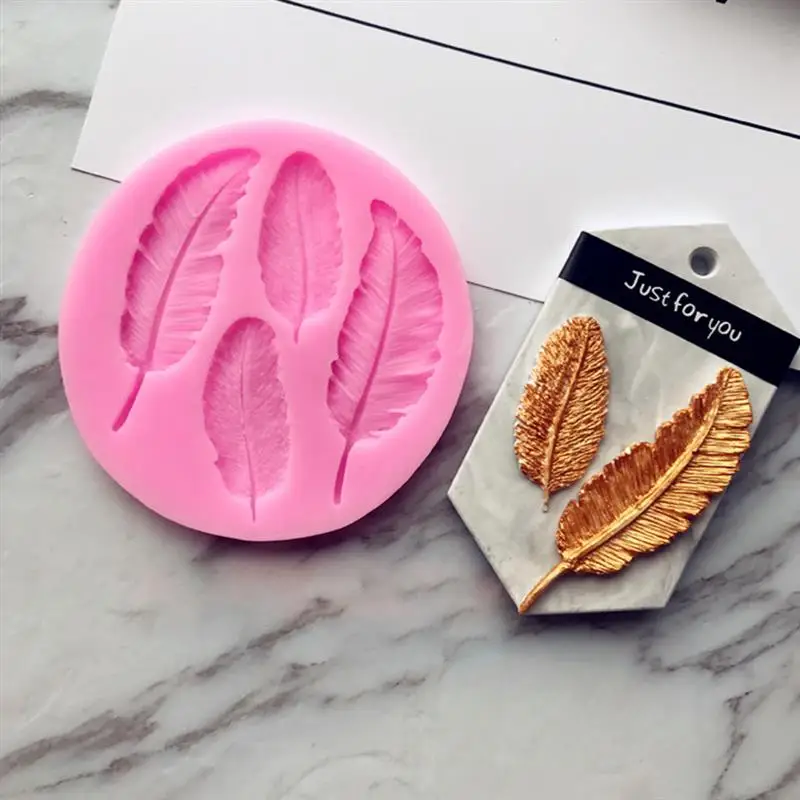 Leaves Feather Shaped 3D Reverse Sugar Molding Fondant Cake Silicone Mold For Fimo Polymer Clay Molds Decoration Tools (4)