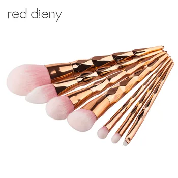 

7pcs/set Diamond Shape Makeup Brush Set Pro Foundation Powder Blush Eyeshadow Eyebrow Eyeliner Lip Brushes Kit Cosmetic Tools