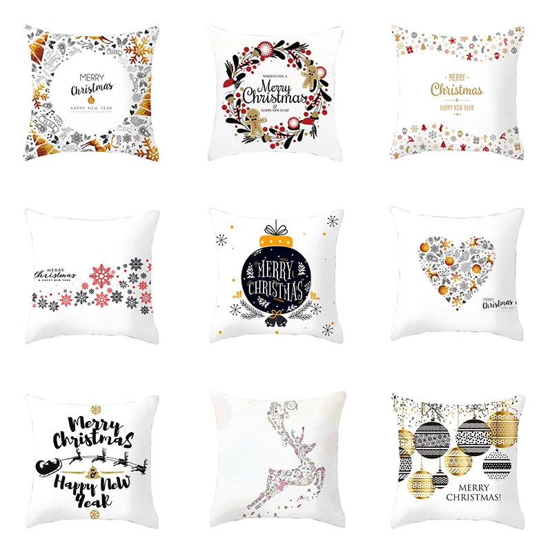 

12 Patterns Christmas Pillow Case 45x45cm Home Decorative Pillow Covers New Year Textile Pillowcase