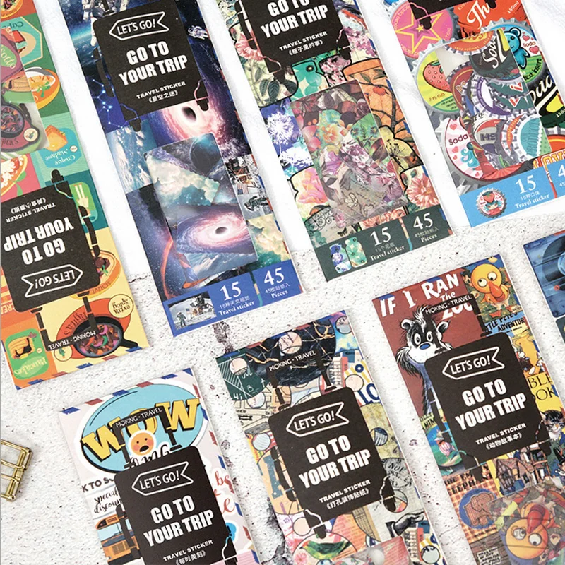 

45 pcs/lot vintage go to your trip mini paper sticker package DIY diary decoration sticker album scrapbooking
