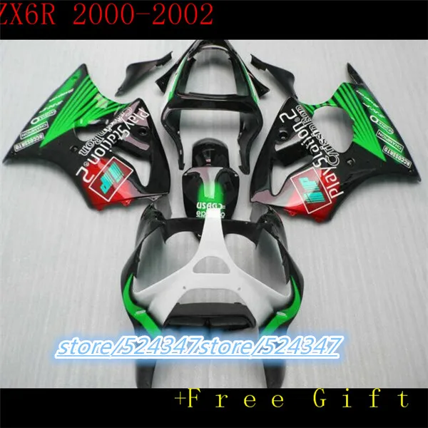 

Недорогие мотоциклы 100% для kawasaki NINJA ZX6R 01 00 02, обтекатель с зеленым корпусом, черный, белый, часть три