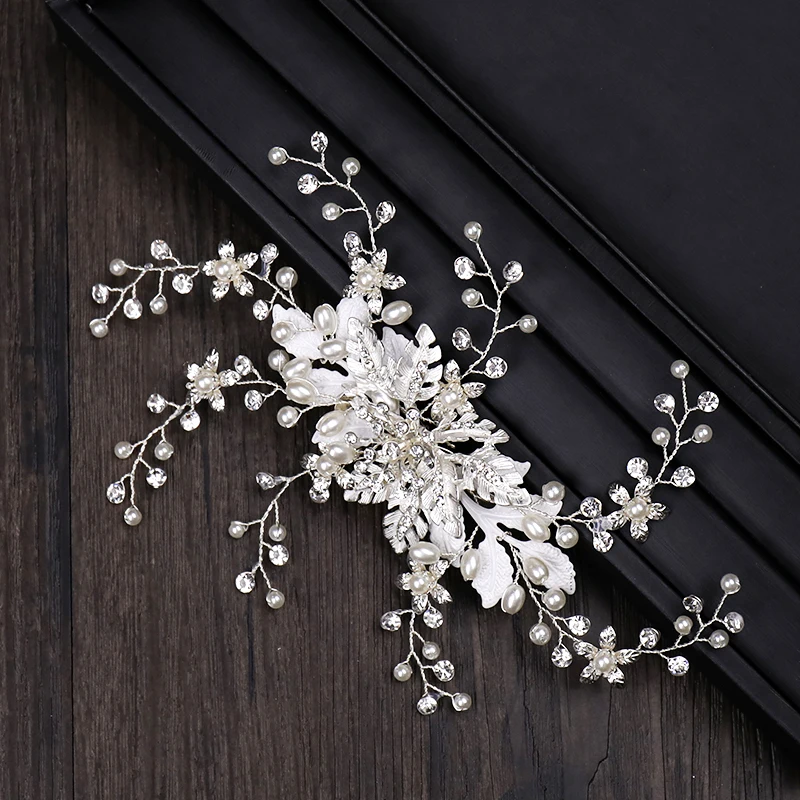 Hair Combs Hair Clips Accessories Rhinestone Pearl Silver Headbands For Women Bride Wedding Hair Jewelry