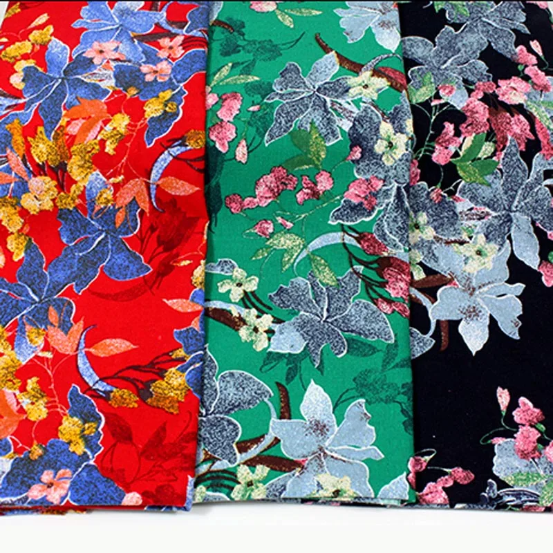 cotton/linen ethnic style red green black flowers floral fabric for DIY